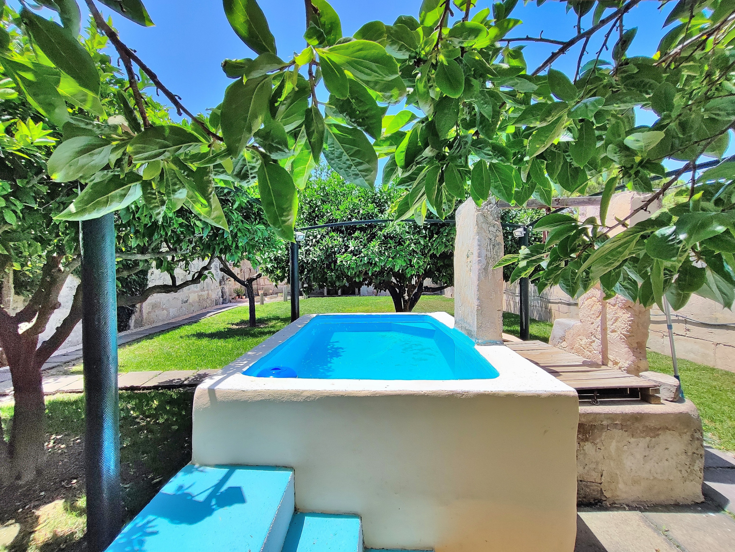 jardín grande con piscina y privacidad