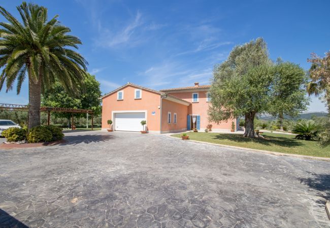Villa with pool for 12 people in Sa Pobla, Mallorca 4 Double bedroom, 2 Single bedroom, 6 bathrooms, fitness room, pool, garden and BBQ, WIFI, view of the Tramuntana mountains