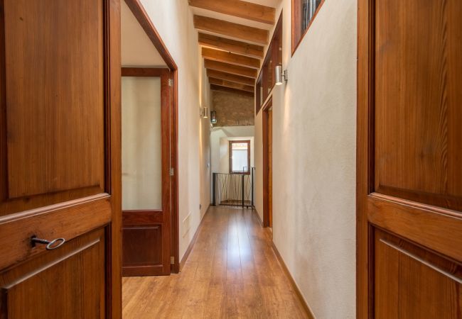 House with pool for 6 people in Binissalem, Mallorca. 3 DBR, 2 BR, 1 shower bathroom outside, AC, free wifi, fenced pool, barbecue and sun terrace.