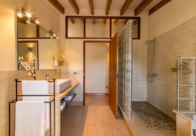 House with pool for 6 people in Binissalem, Mallorca. 3 DBR, 2 BR, 1 shower bathroom outside, AC, free wifi, fenced pool, barbecue and sun terrace.