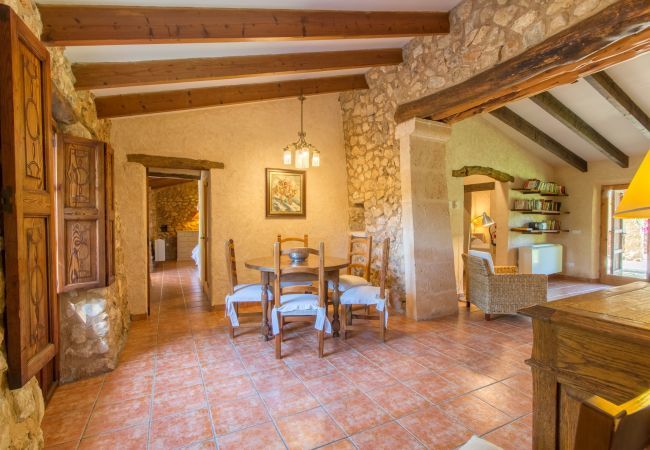 Finca with pool for 6 people + babies in Sa Pobla, Mallorca. 3 DBR, 3 BR, AC, fireplace, free wifi, fenced pool, huge garden with great barbecue zone and lots of space for playing
