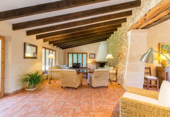 Finca with pool for 6 people + babies in Sa Pobla, Mallorca. 3 DBR, 3 BR, AC, fireplace, free wifi, fenced pool, huge garden with great barbecue zone and lots of space for playing