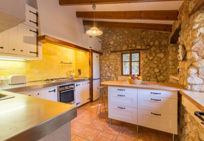 Finca with pool for 6 people + babies in Sa Pobla, Mallorca. 3 DBR, 3 BR, AC, fireplace, free wifi, fenced pool, huge garden with great barbecue zone and lots of space for playing