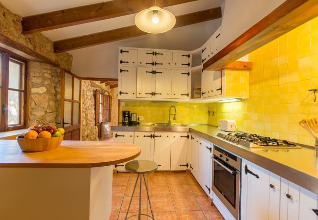 Finca with pool for 6 people + babies in Sa Pobla, Mallorca. 3 DBR, 3 BR, AC, fireplace, free wifi, fenced pool, huge garden with great barbecue zone and lots of space for playing