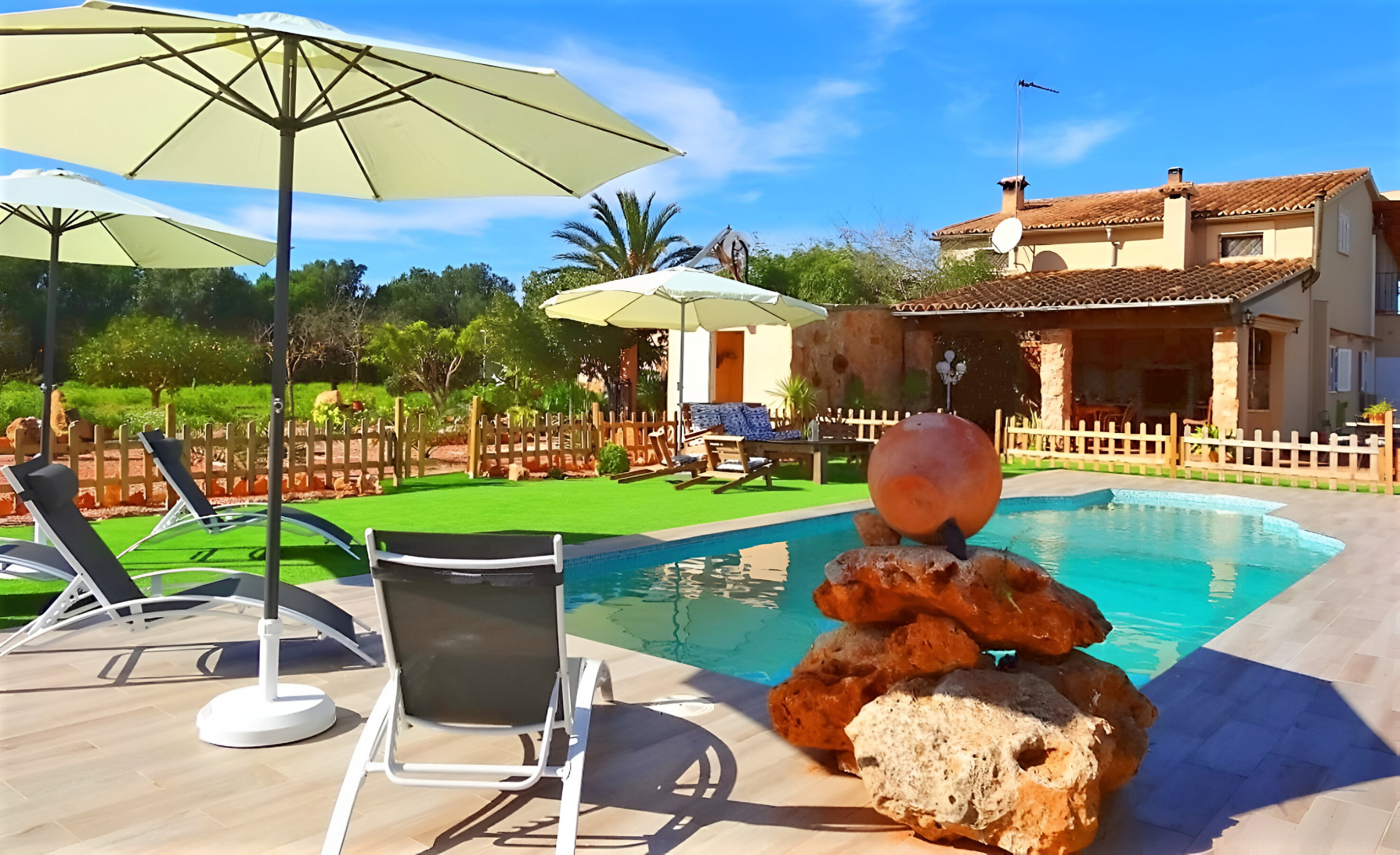 Terrace with pool at Finca San Antem in Mallorca