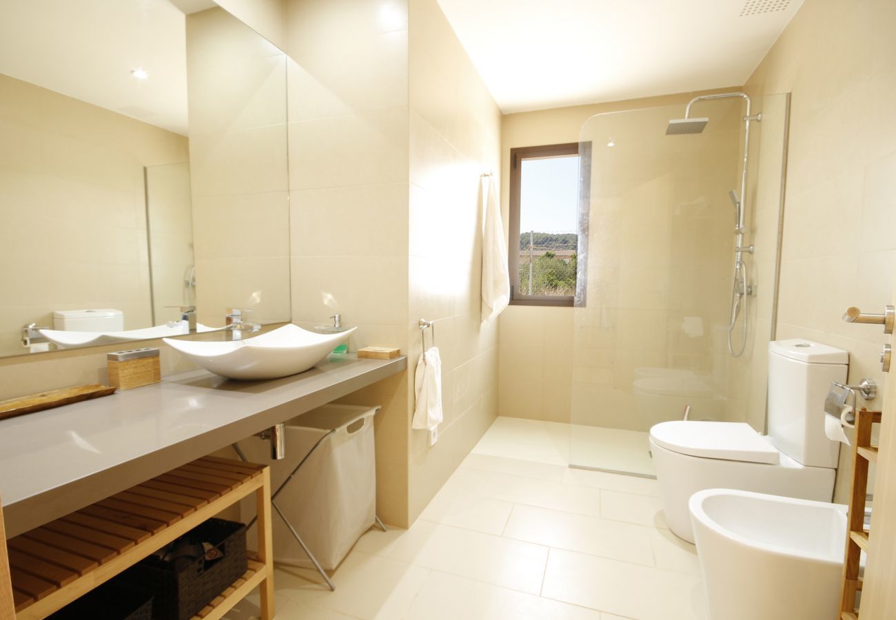 House with pool for 6 people in Sa Pobla, Mallorca. 3 double bedroom, 3 bathroom, AC, fireplace, private pool, garden, free internet.