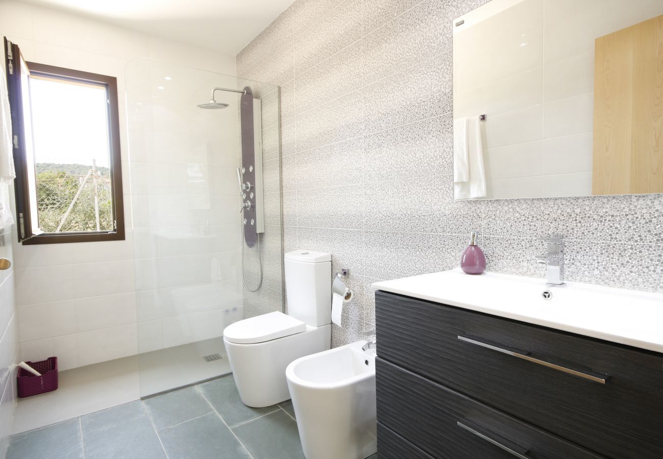 House with pool for 6 people in Sa Pobla, Mallorca. 3 double bedroom, 3 bathroom, AC, fireplace, private pool, garden, free internet.